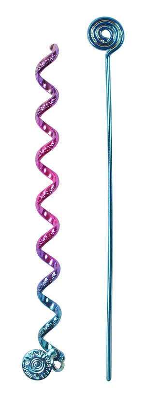 Rainbow Hair Twister - 4" Blue Spiral Wrap Ponytail Accessory front view