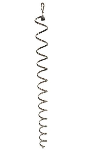 Medium diameter 12-inch gunmetal black spiral ponytail wrap hair accessory on white background