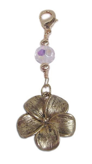 Gold Plumeria Flower Hair Charm – Festival Boho Accessory front view