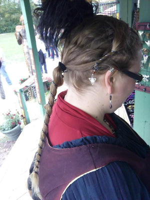 Model wearing Ponytail Wrap - 12" Gun Black Hair Accessory