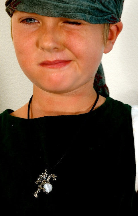 Model wearing Dragon Holding Magic Ball Silver Necklace – Fantasy Jewelry