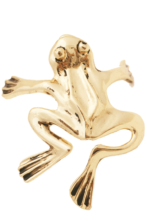 Gold frog hair hook, front view