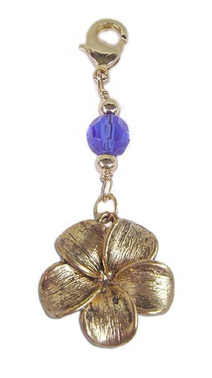 Gold Plumeria Flower Hair Charm – Festival Boho Accessory front view