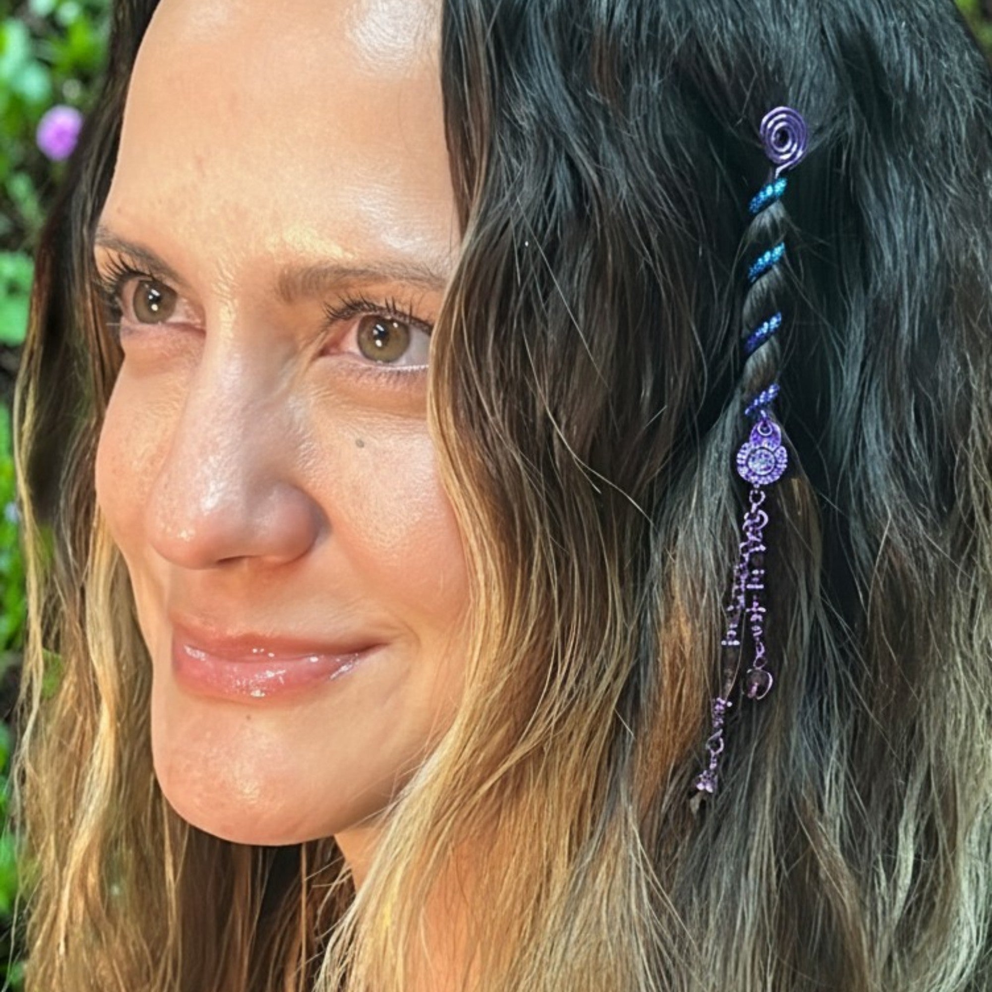 Purple Rainbow Mini Hair Twister – 2" Spiral Wrap for Short Hair
