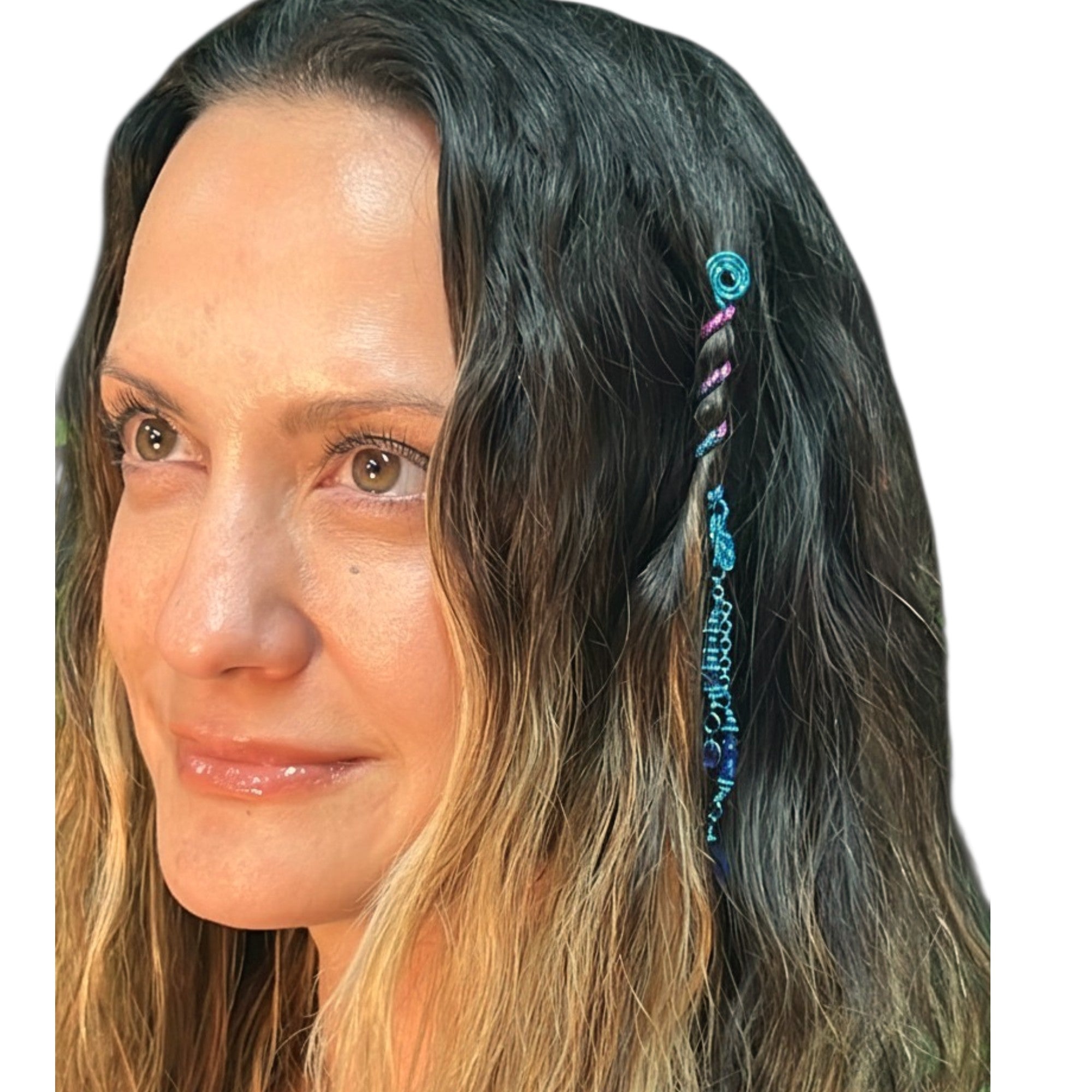 Blue Rainbow Mini Hair Twister – 2" Spiral Hair Wrap for Short Hair