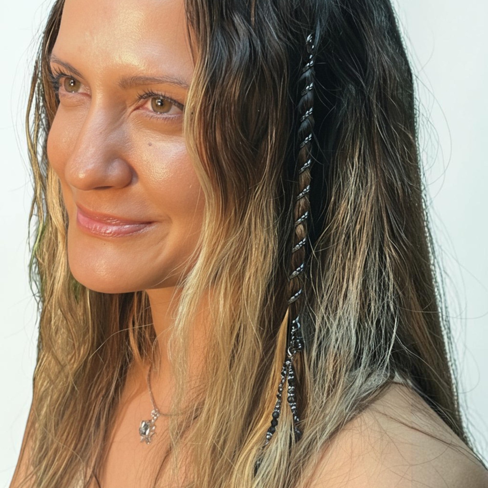 6" Gun Black Hair Spiral – Elegant Ponytail Wrap for Long Hair | Festival & Biker Accessory by Medieval Metal