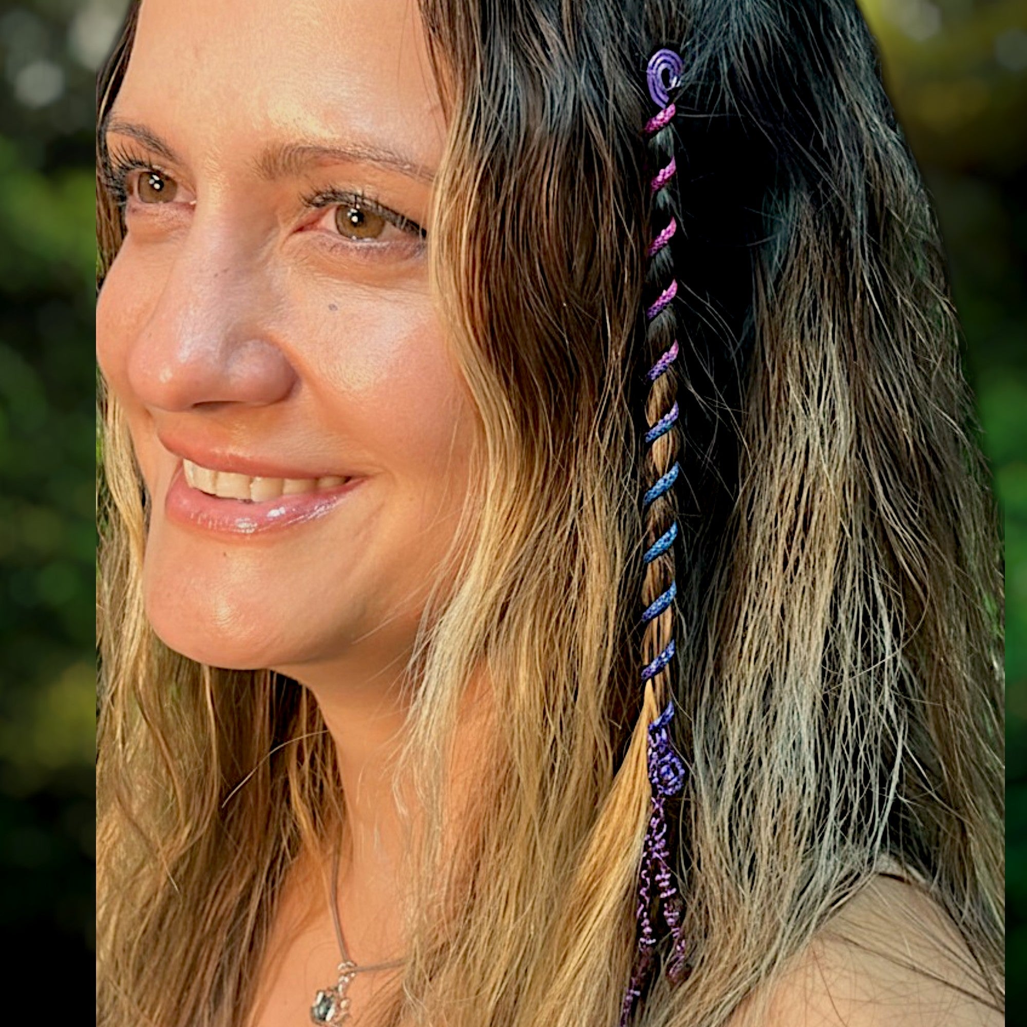 Rainbow Spiral Hair Twister – 6" Wrap with Purple Combo | Colorful Festival Hair Accessory