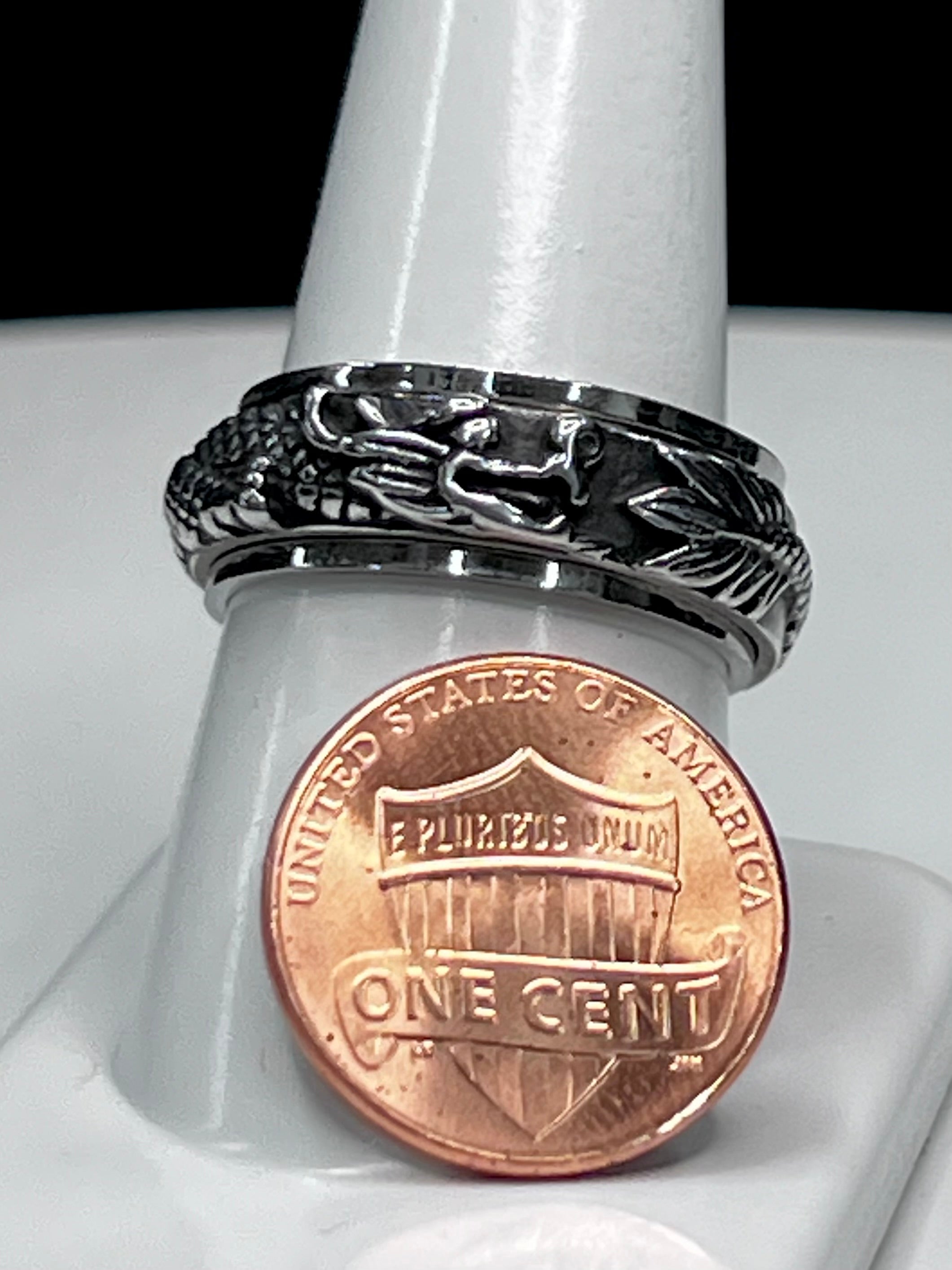 ドラゴンリンク英語 Dragon Spinner Ring - Stainless Steel Rotating Band Jewelry – Hair