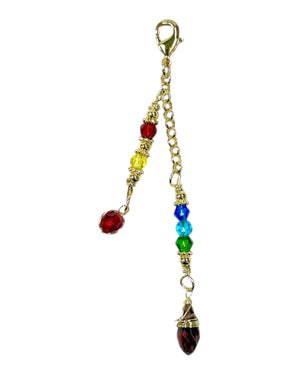 Rainbow Crystal Bead Charm for Gold Spiral 6" Hair Twisters – Front View