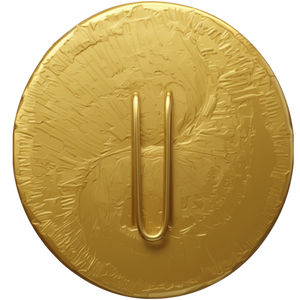 Back view of gold yin yang hair hook ponytail holder showing metal fastening hook on white background