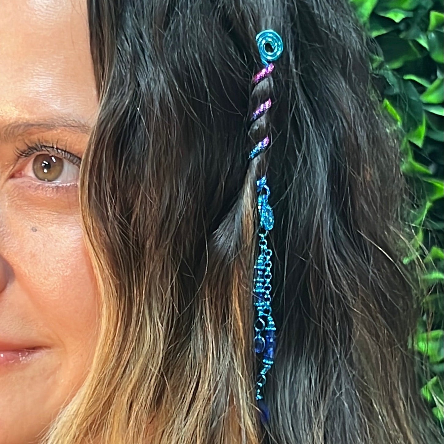 Blue Rainbow Mini Hair Twister – 2" Spiral Hair Wrap for Short Hair