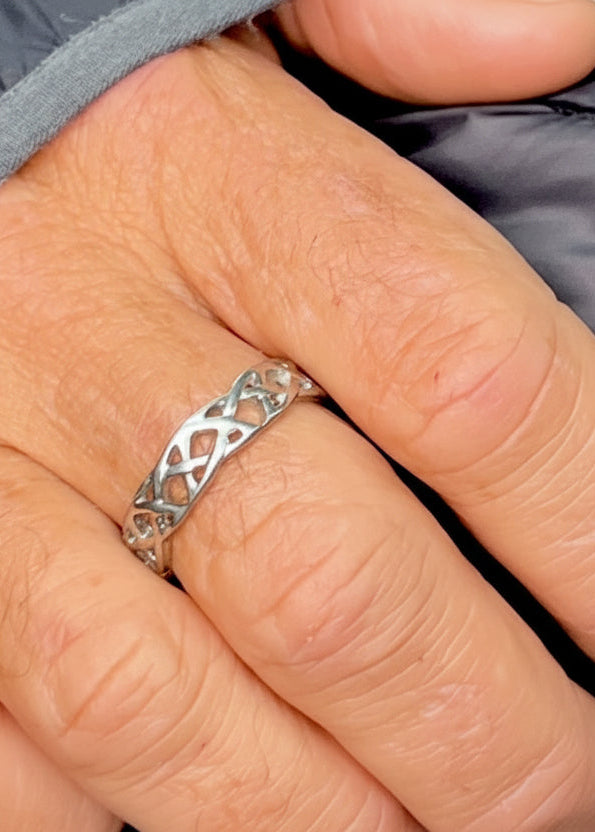 Model wearing Open Celtic Knots Ring - Stainless Steel Symbolic Jewelry