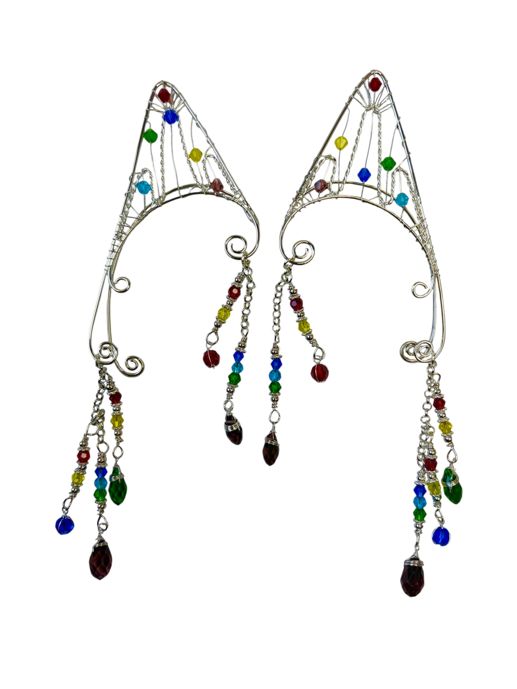 Elven Ear Wrap Earrings Colorful Beads Fantasy Elf Ear Jewelry
