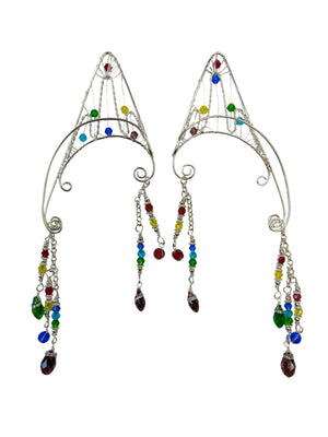 Elven Ear Wrap Earrings Colorful Beads Fantasy Elf Ear Jewelry