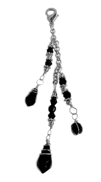 Silver black crystal bead charm for Medieval Metal Rose Hair Armor ponytail holder