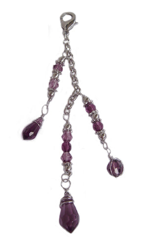 Silver purple crystal bead charm for Medieval Metal Rose Hair Armor ponytail holder