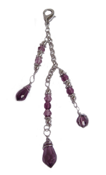Silver purple crystal bead charm for Medieval Metal Rose Hair Armor ponytail holder