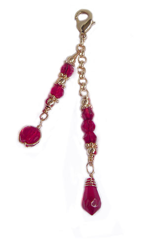 Red Crystal Bead Charm for Gold Spiral 6" Hair Twisters – Front View