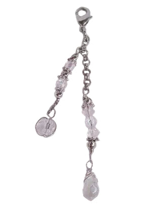 Silver charm with clear faceted crystal beads and dangling teardrop crystal accent for Hair Twisters and hair accessories.