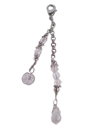 Silver charm with clear faceted crystal beads and dangling teardrop crystal accent for Hair Twisters and hair accessories.