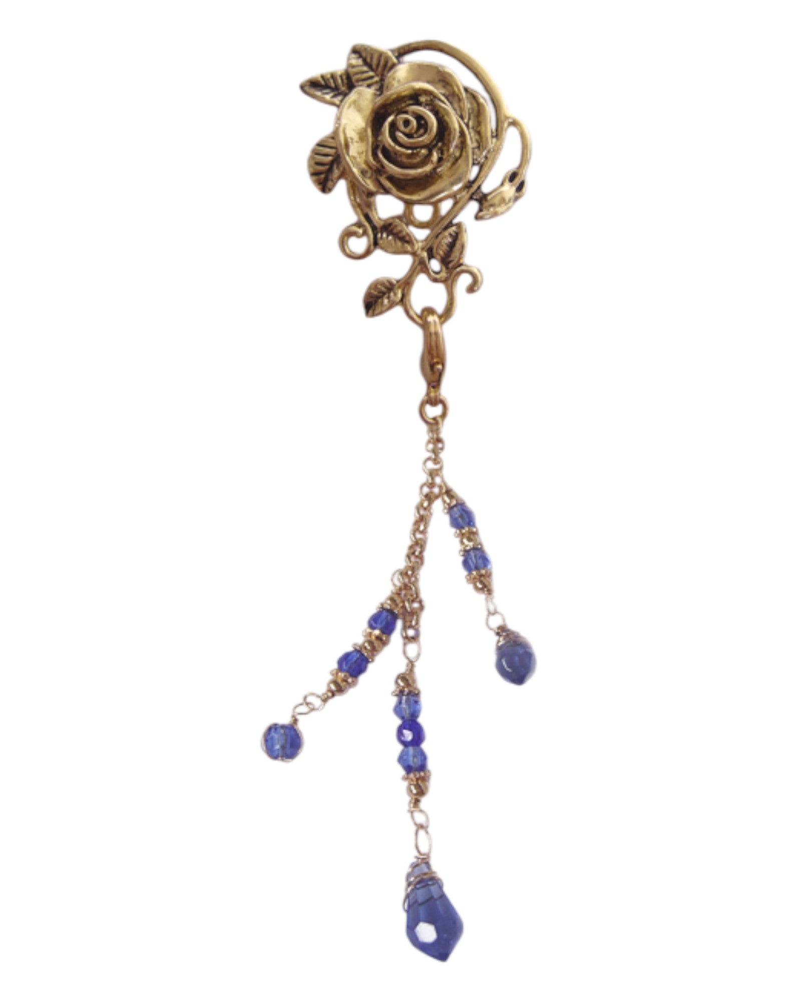 Hair Hook – Gold Rose with Bead Charm Ponytail Holder | Festival & Boho Hair Accessory by Medieval Metal