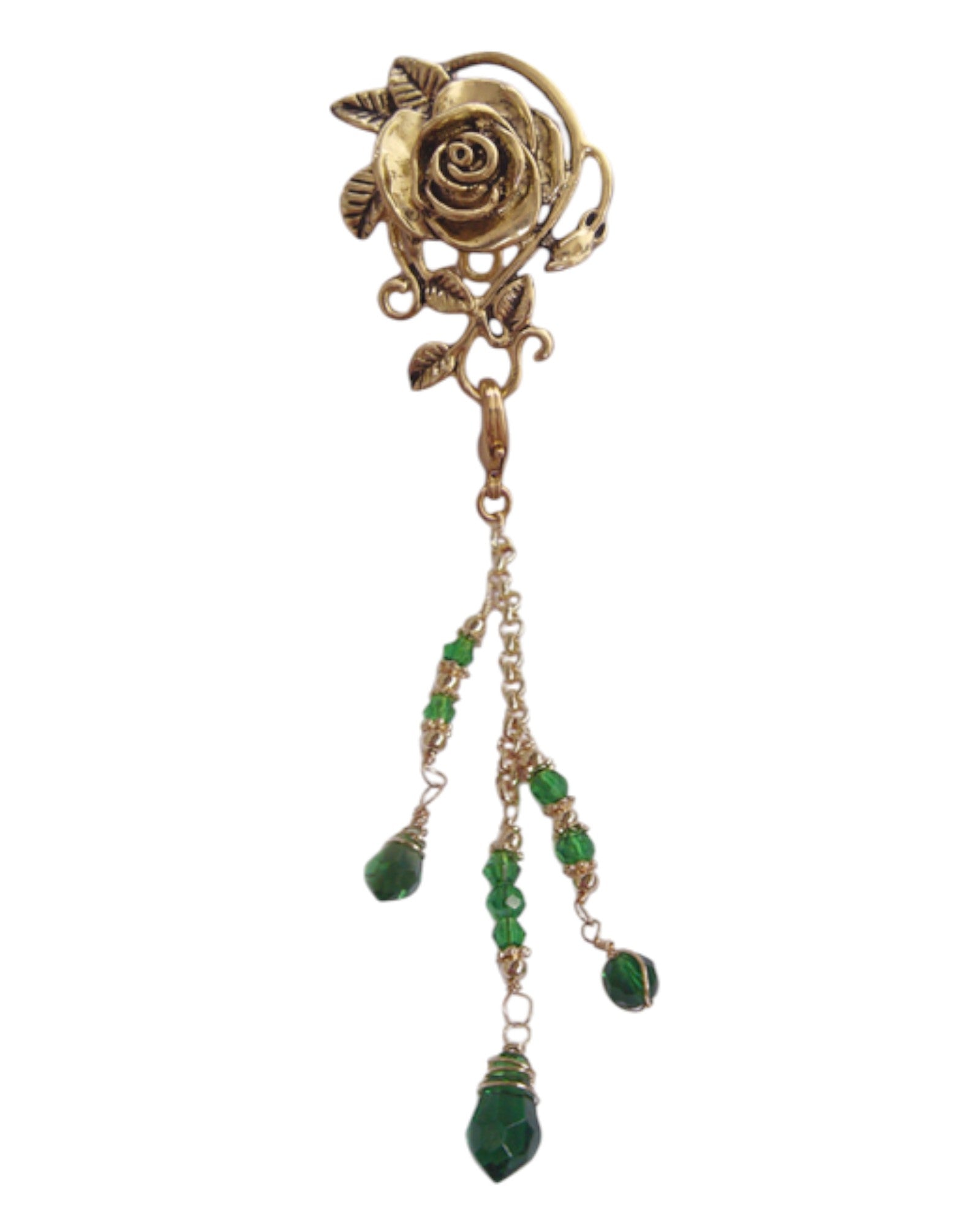 Hair Hook – Gold Rose with Bead Charm Ponytail Holder | Festival & Boho Hair Accessory by Medieval Metal