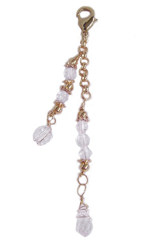 Gold bead charm with clear crystal beads for Hair Twisters and Spiral Hair Wraps, product view on white background.