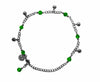 Medieval Metal - Anklet Silver Bells and Green Beads (AT-04-GN-S)
