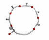 Medieval Metal - Anklet Silver Bells and Red Beads (AT-04-RD-S)