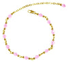 Medieval Metal - Anklet Gold Bells and Pink Beads (AT-01-PK-G)
