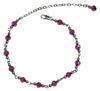 Medieval Metal - Anklet Silver Purple Beaded Front View (AT-01-PU-S)