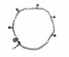 Medieval Metal - Anklet Silver Bells and Pink Beads (AT-04-PK-S)