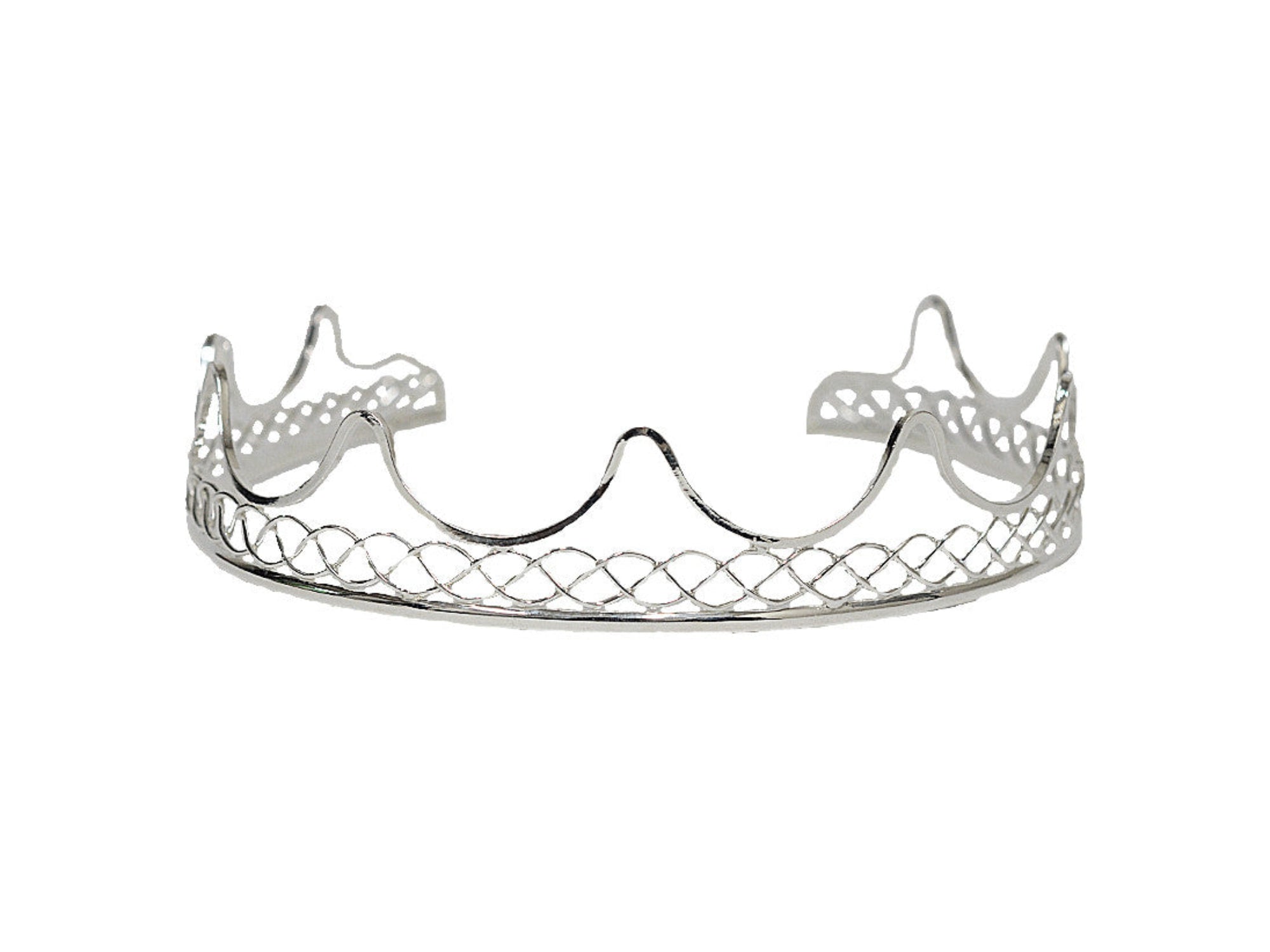 silver wire crown headpiece with open lattice design, front view