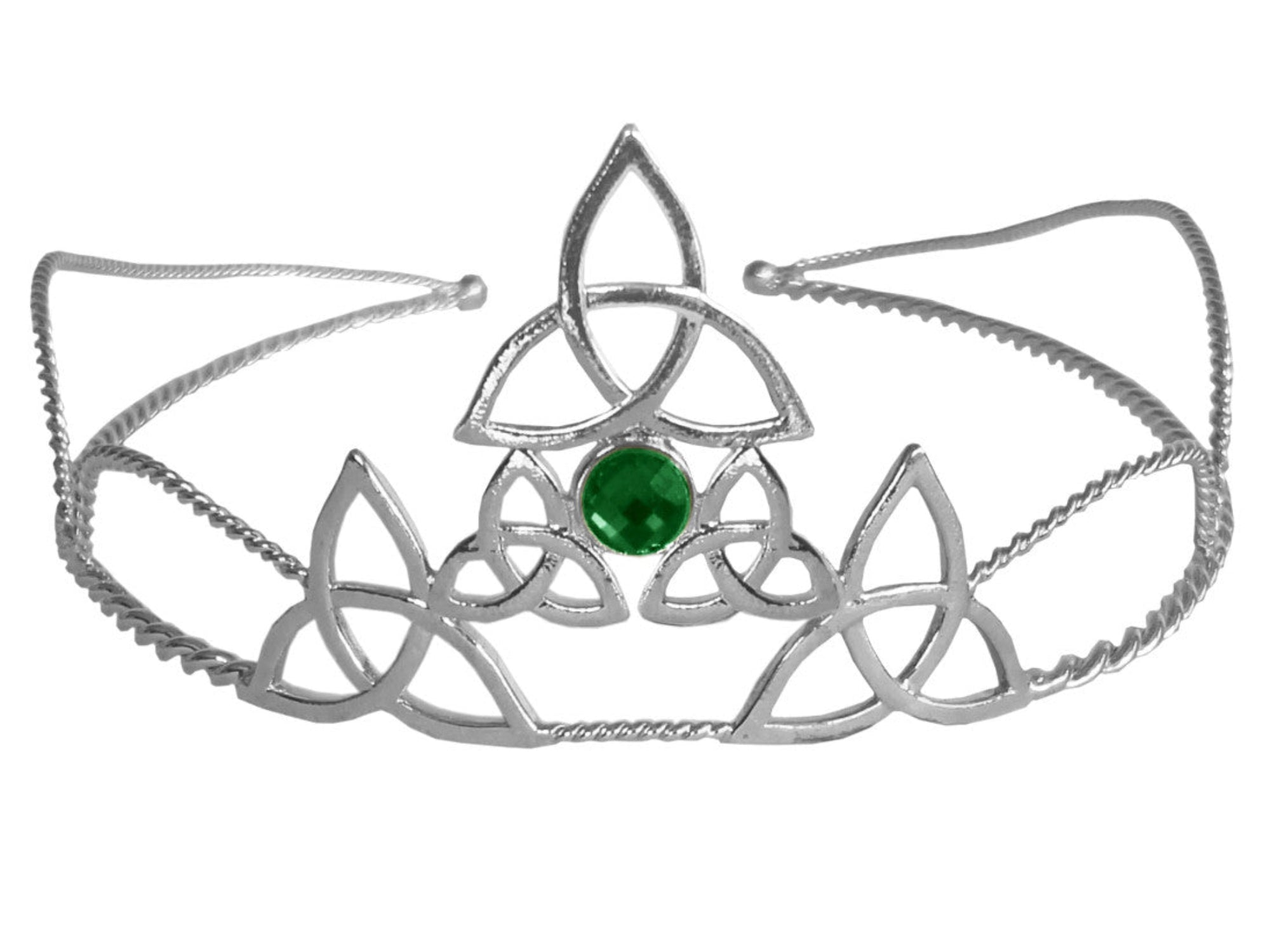 Eternity Tier Crown - Silver Trinity Knot Celtic Wedding Headpiece front view