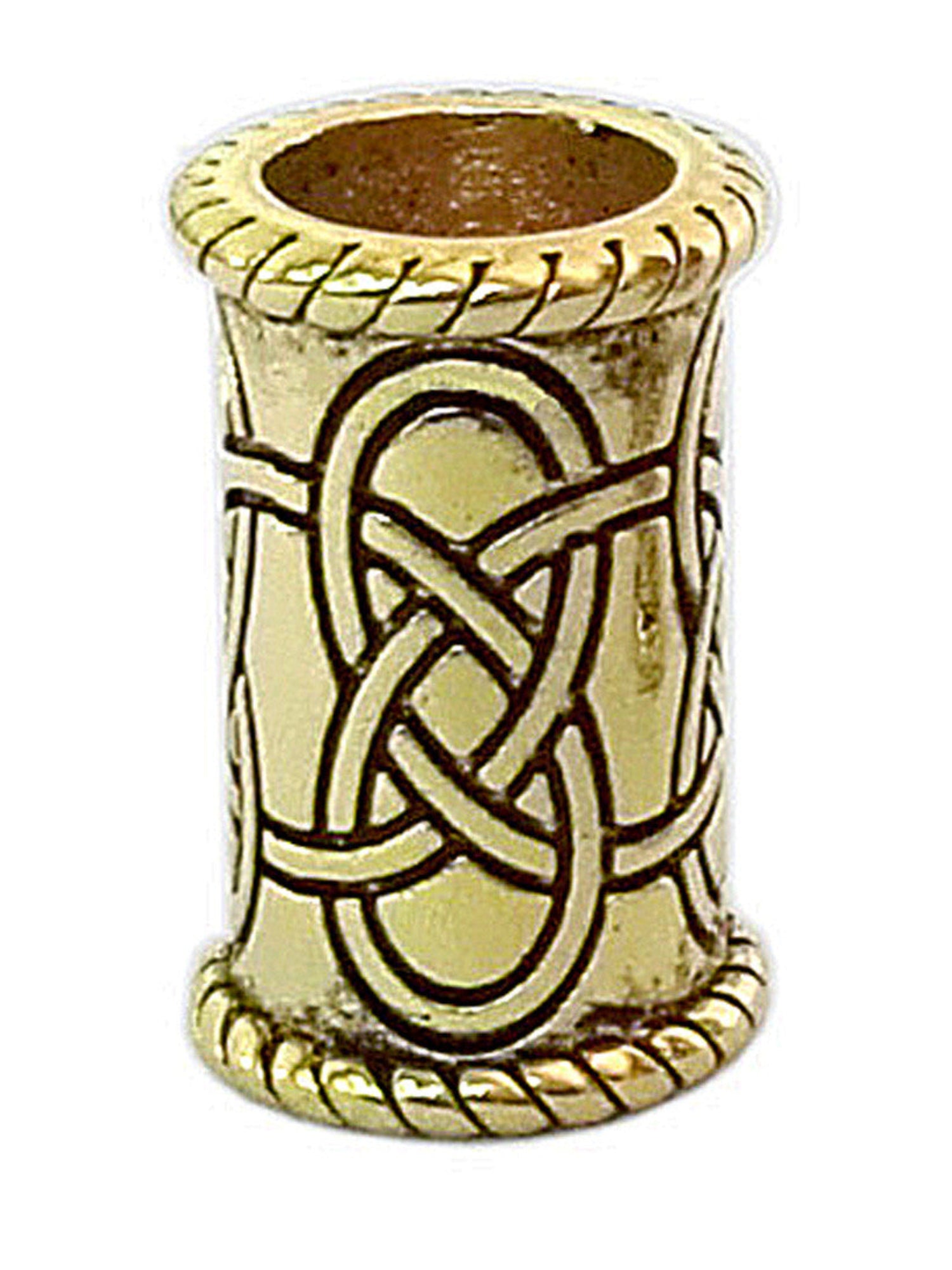 Celtic Strength Hair Bead - 14k Gold Overlay Viking Braid Jewelry front view