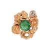 Gold Emerald and Diamond Nugget Ring