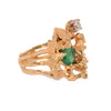 gold emerald diamond nugget ring