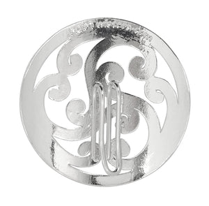 Back view of Silver Celtic Hair Hook with knot design, lightweight ponytail holder