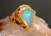 medieval claw fire opal ring