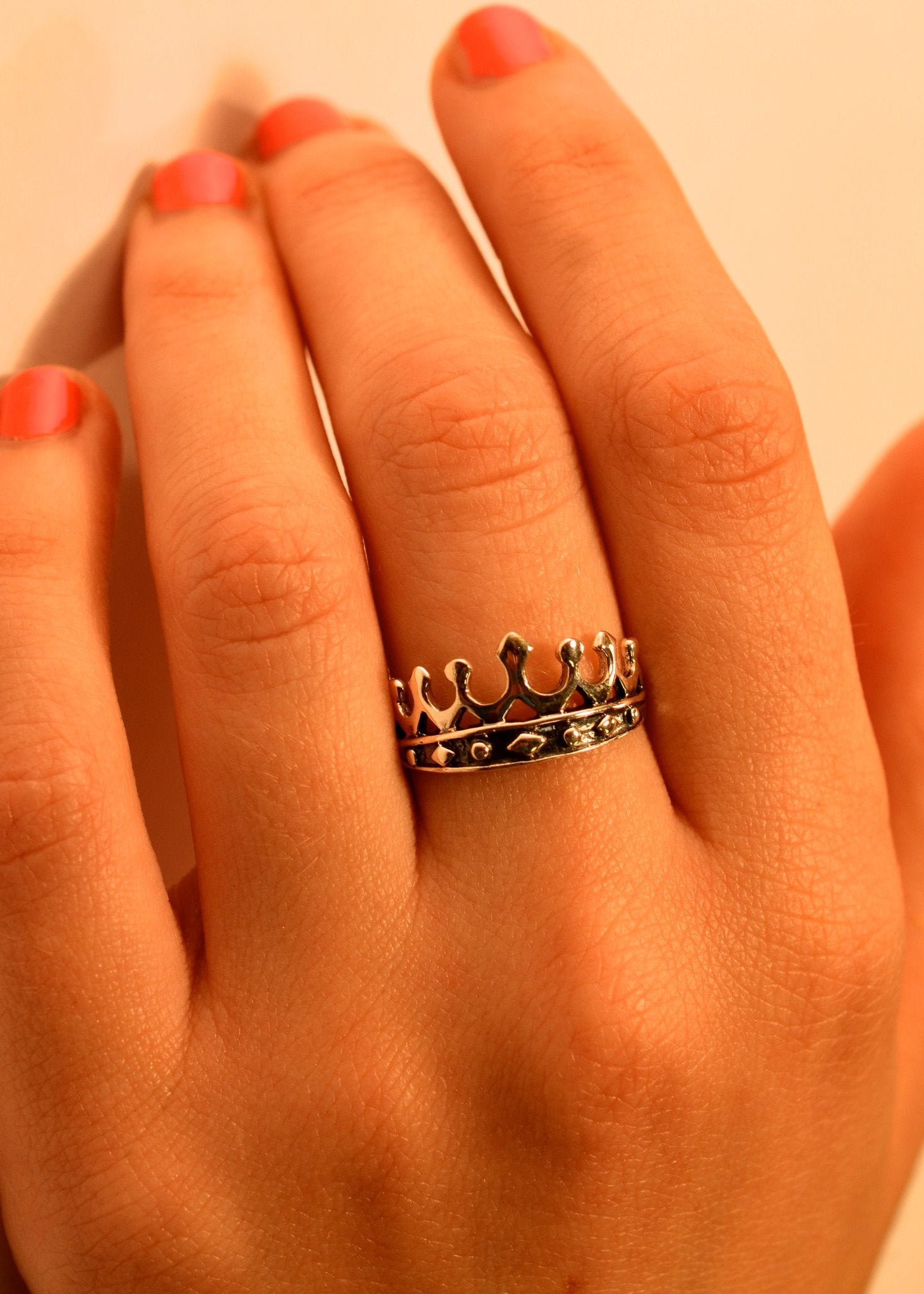 Crown Ring – Sterling Silver Classic Band styled with Celtic jewelry look