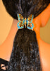 hair hook fairy butterfly gold with blue wing ponytail holder