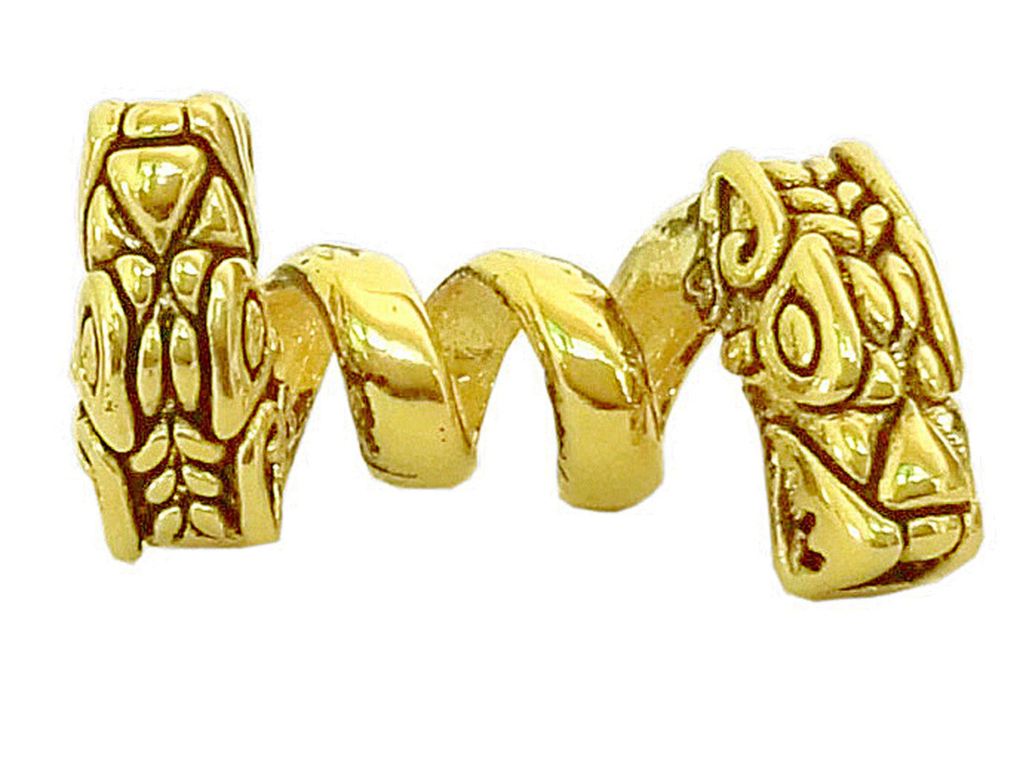 Double Headed Dragon Hair Bead - 14k Gold Plated Braid Accessory side view