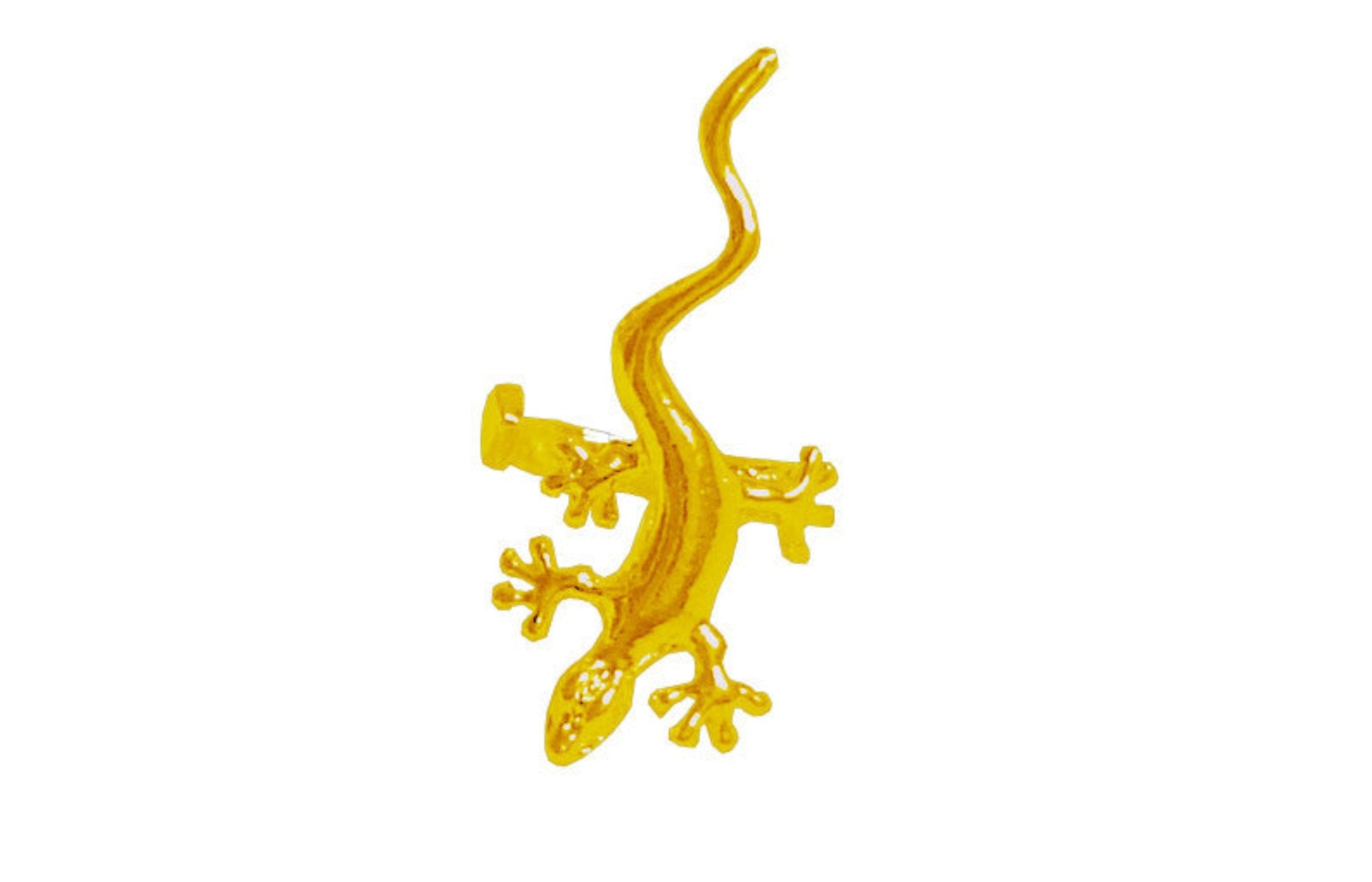 Gold gecko ear cuff, non-piercing animal ear jewelry, front view on white background