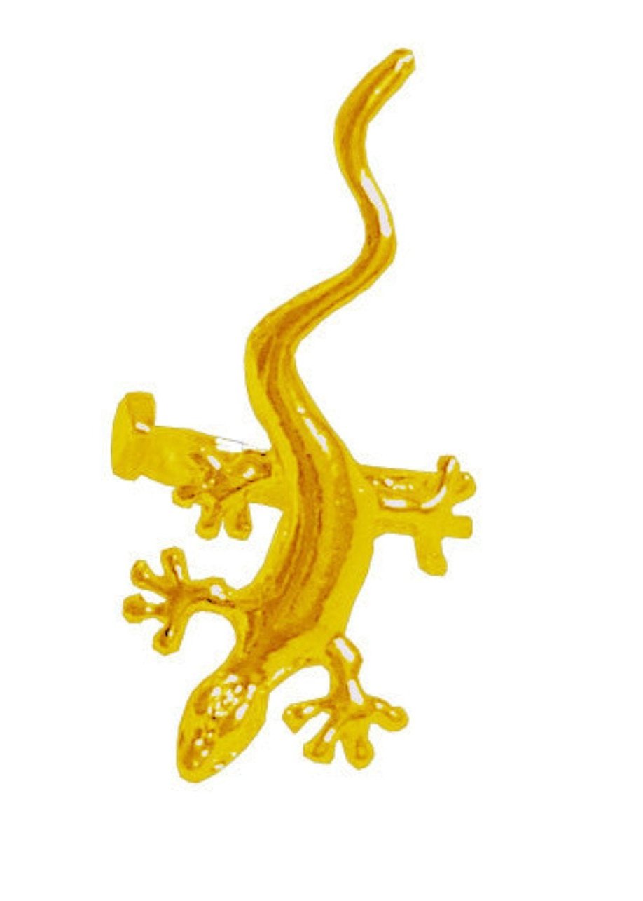 Gold gecko ear cuff, non-piercing animal ear jewelry, front view on white background