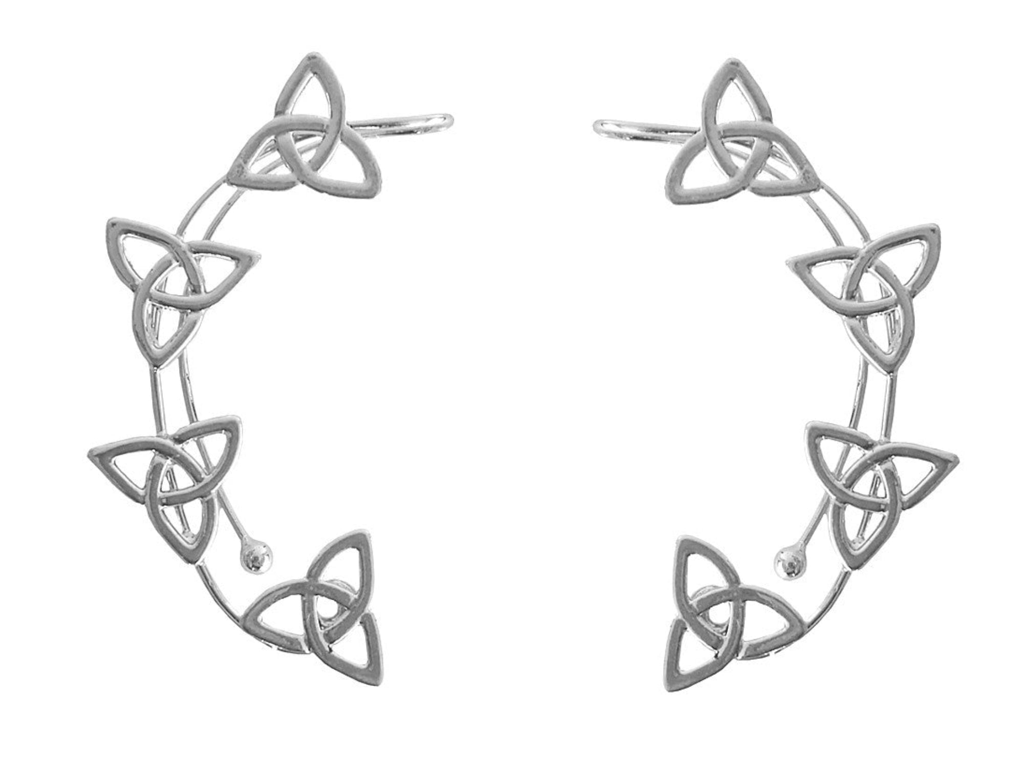 Cascading Eternity Silver Elf Ear Cuffs front view no piercing design