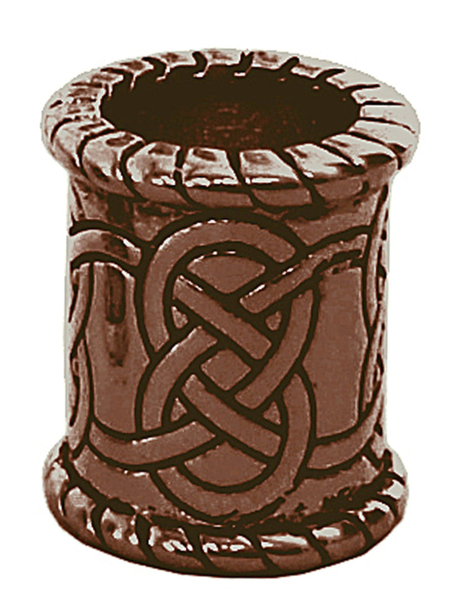 Wide Celtic knot hair bead in oxidized copper finish