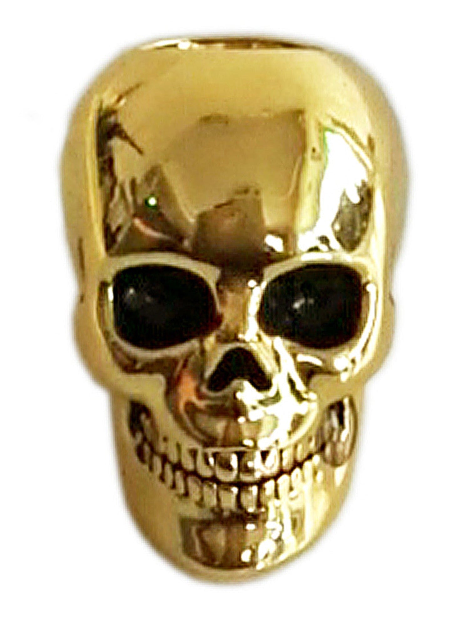 Gold skull hair bead, front view