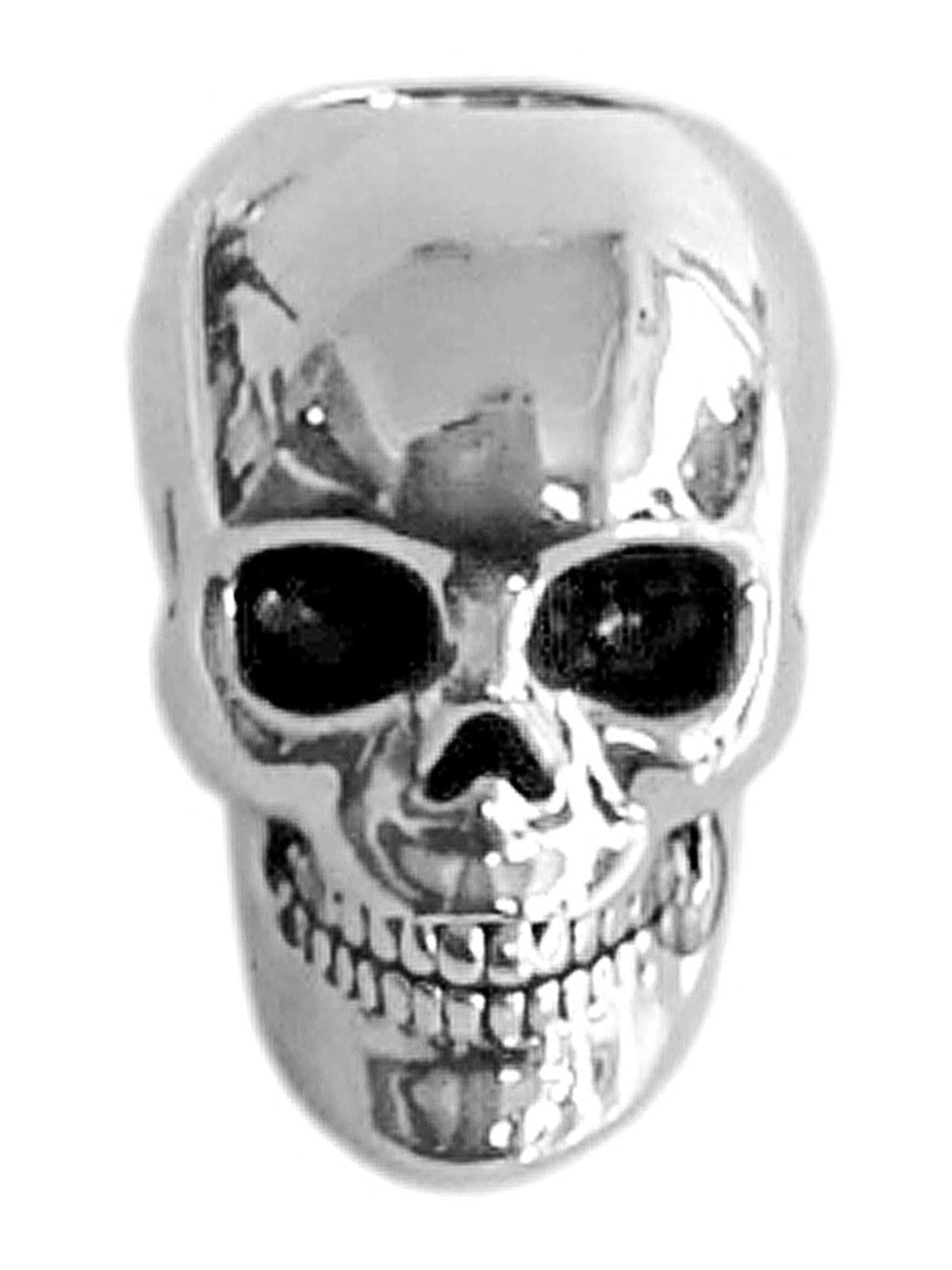 Silver skull hair bead, front view