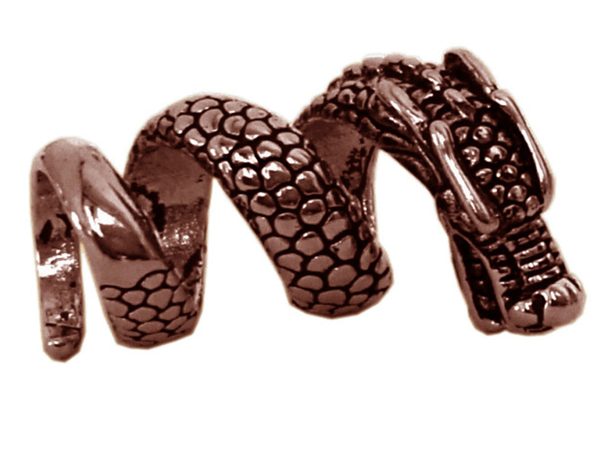 Wide copper dragon hair bead with detailed scale texture