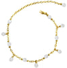 Medieval Metal - Anklet Gold Chain and Clear Dangling Beads Front View (AT-02-CL-G)